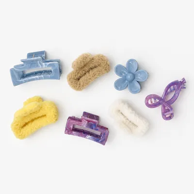 Hair claw clips in assorted styles and colors