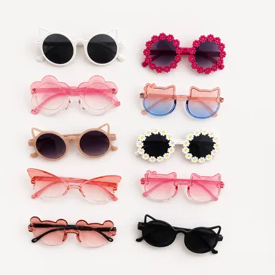 Kawaii kids sunglasses in assorted shapes and colors