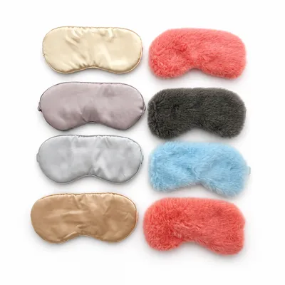 Satin and fluffy sleep masks in assorted colors